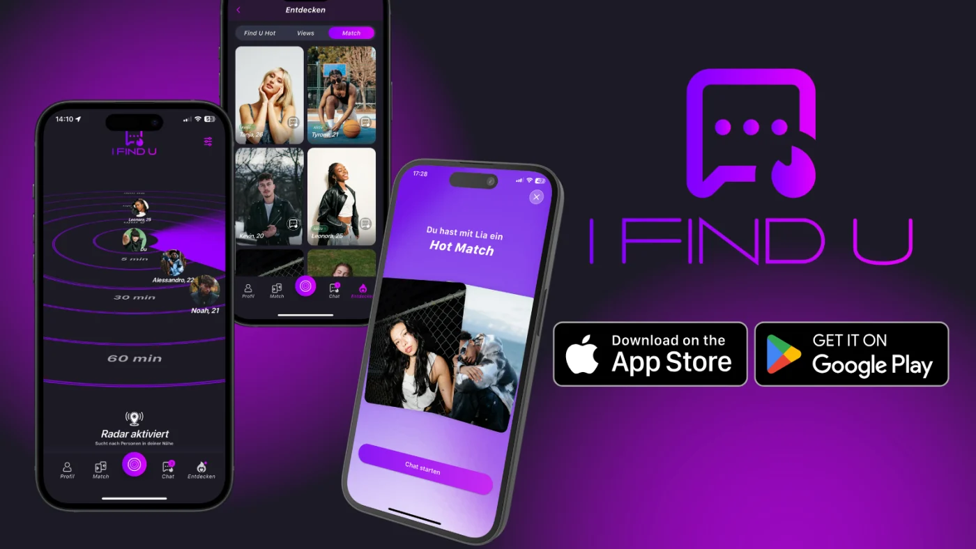 IFINDU App auf drei Smartphones